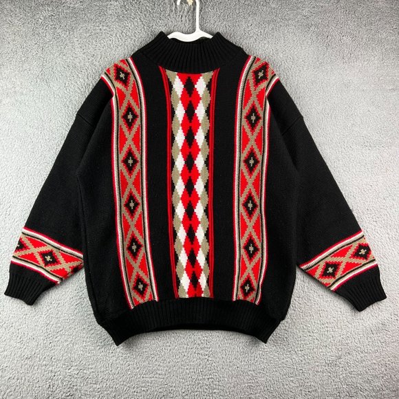 Vintage Clifton Place Mens Size L  Aztec Design Mock Neck - Picture 1 of 9